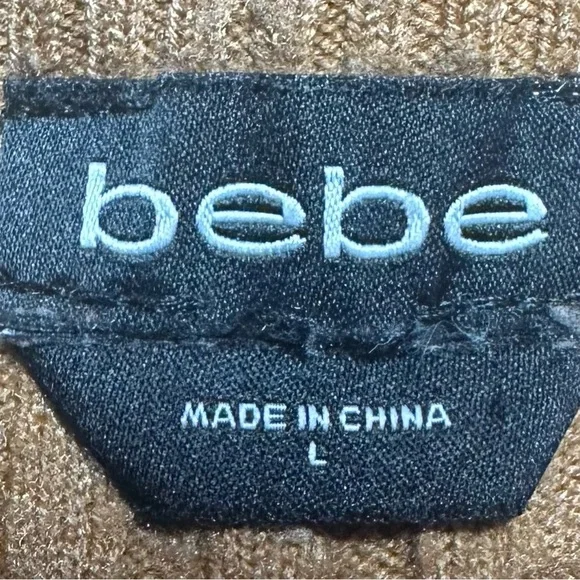 Bebe Rhinestone Logo Ribbed Long Sleeve Crewneck Y2K 90’s Sweater Top - Size L - Picture 4 of 7